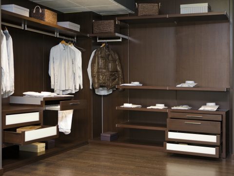 dark wood European style custom closet 