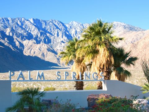 Palm Springs California , USA-February 7th, 2016:Palm Springs Sign in Palm Spring California USA